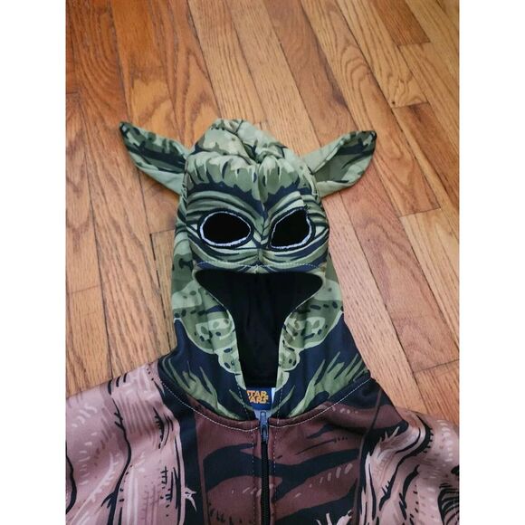 STAR WARS YODA ZIP UP FACE HOODIE YOUTH LARGE DISNEY MASK MOVIE HALLOWEEN - Picture 3 of 7